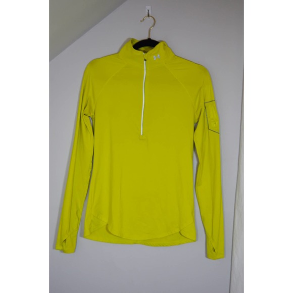 Under Armour highlighter yellow green quarter zip running gear size medium - Picture 1 of 5
